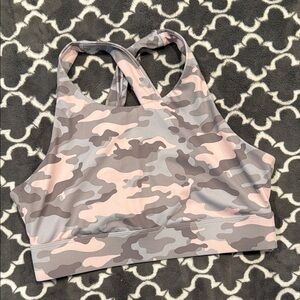 Fabletics Camo Sports Bra - Pink and Gray